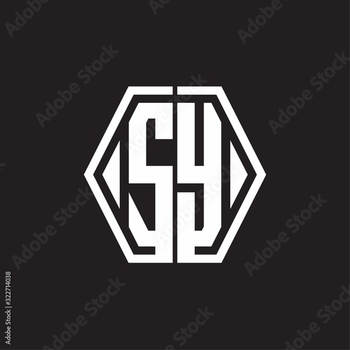 SY Logo monogram with hexagon line rounded design template