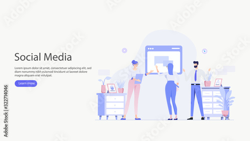 Social Media Vector Illustration Concept , Suitable for web landing page, ui, mobile app, editorial design, flyer, banner, and other related occasion © dealitastudio