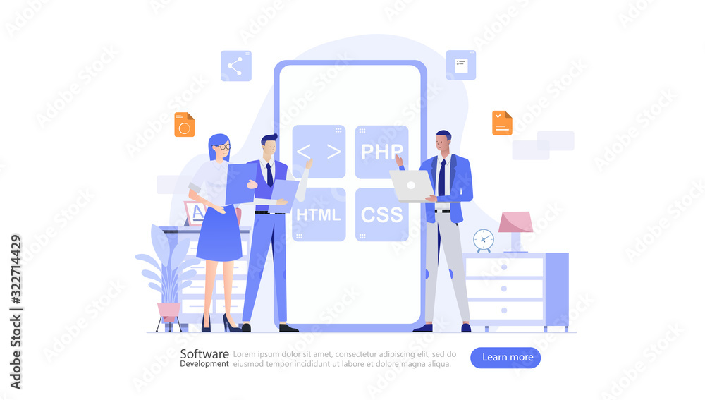 Software Development Vector Illustration Concept , Suitable for web landing page, ui, mobile app, editorial design, flyer, banner, and other related occasion Software Development Vector Illustration Concept , Suitable for web landing page, ui, mobile app, editorial design, flyer, banner, and other related occasion