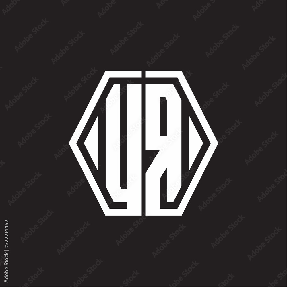 UR Logo monogram with hexagon line rounded design template UR Logo monogram with hexagon line rounded design template