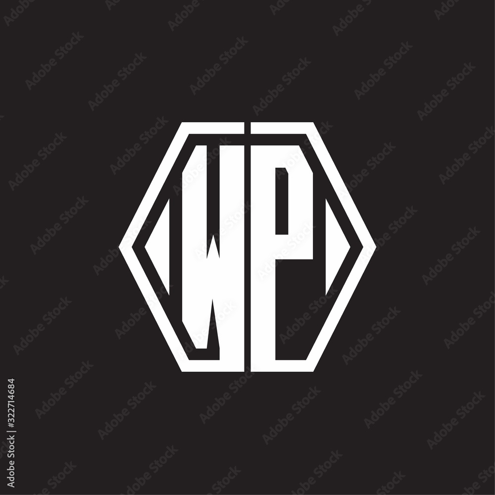 WP Logo monogram with hexagon line rounded design template WP Logo monogram with hexagon line rounded design template