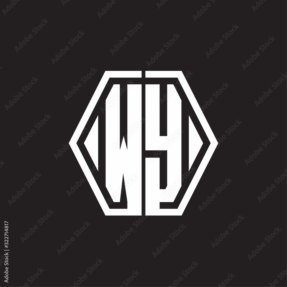 WY Logo monogram with hexagon line rounded design template WY Logo monogram with hexagon line rounded design template