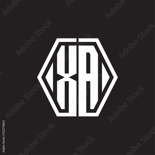 XA Logo monogram with hexagon line rounded design template