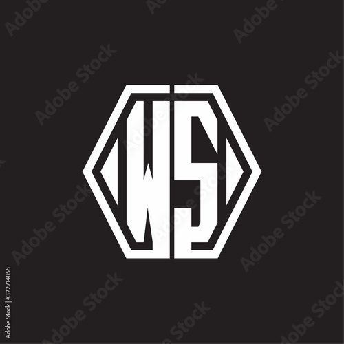 WS Logo monogram with hexagon line rounded design template