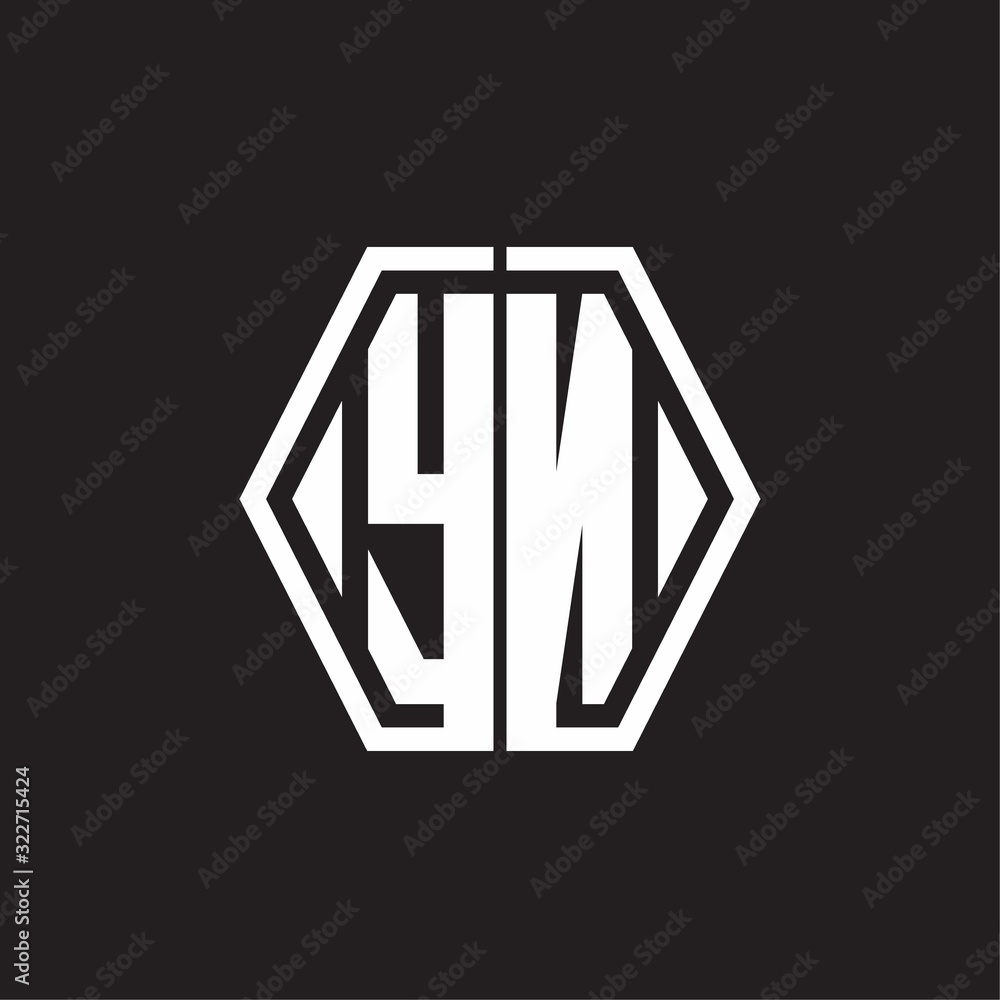YN Logo monogram with hexagon line rounded design template YN Logo monogram with hexagon line rounded design template
