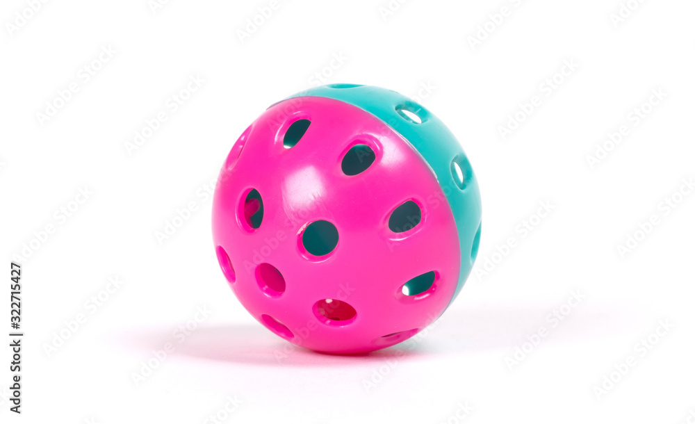 Cat colorful plastic toy ball isolated Cat colorful plastic toy ball isolated