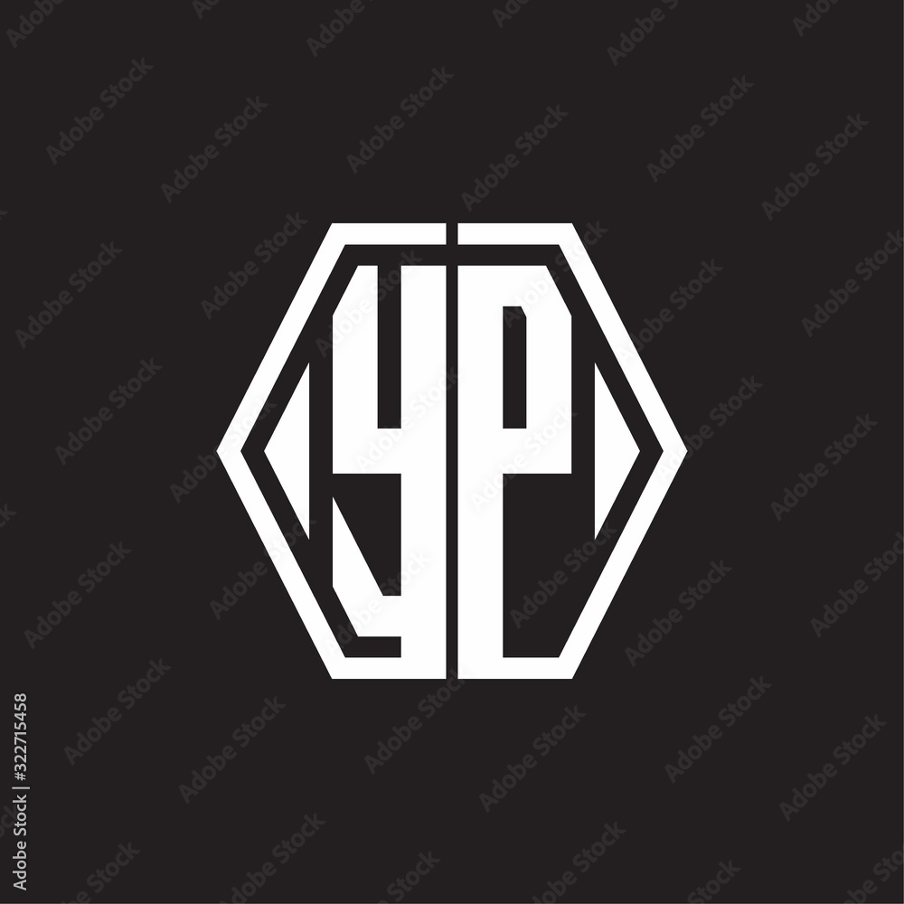 YP Logo monogram with hexagon line rounded design template YP Logo monogram with hexagon line rounded design template