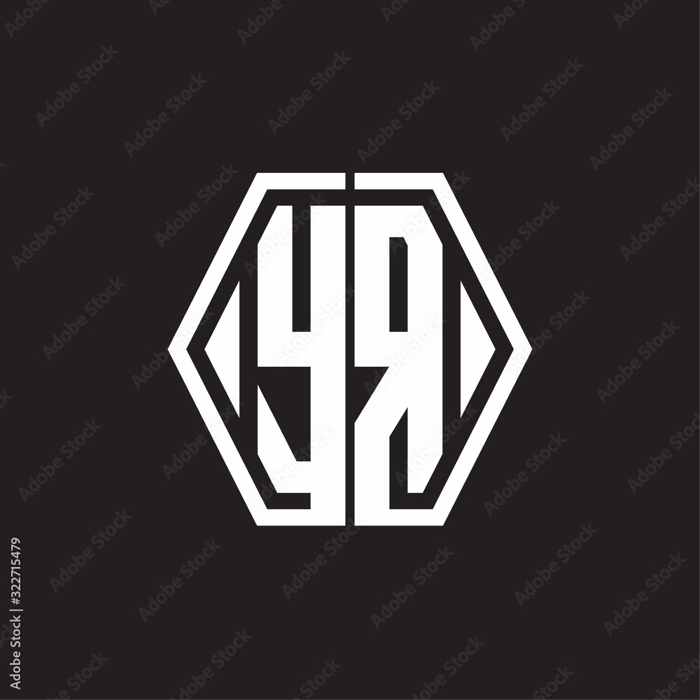YR Logo monogram with hexagon line rounded design template YR Logo monogram with hexagon line rounded design template