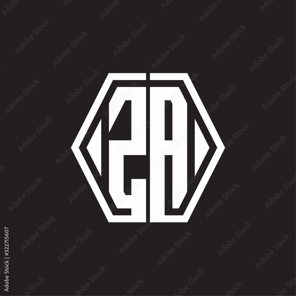 ZA Logo monogram with hexagon line rounded design template ZA Logo monogram with hexagon line rounded design template