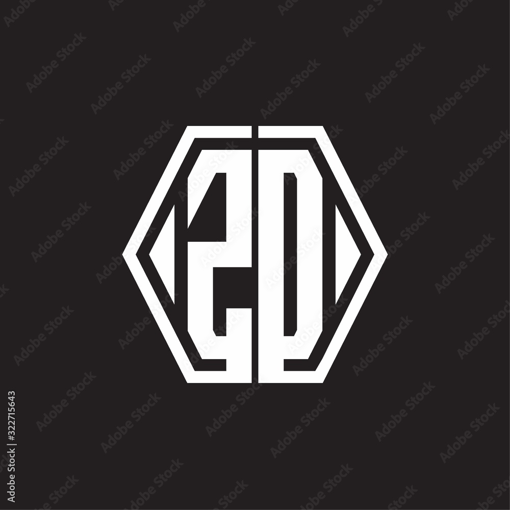 ZD Logo monogram with hexagon line rounded design template ZD Logo monogram with hexagon line rounded design template