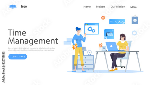 Time Management Vector Illustration Concept, Suitable for web landing page, ui, mobile app, editorial design, flyer, banner, and other related occasion © dealitastudio