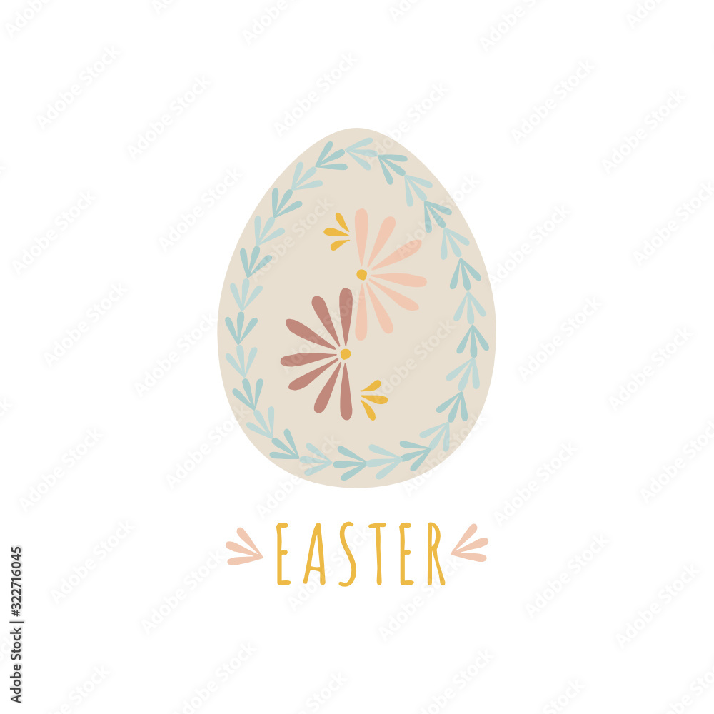 Fototapeta premium Traditional vintage Easter egg. Vector illustration using traditional Baltic ornaments and Lettering EASTER.