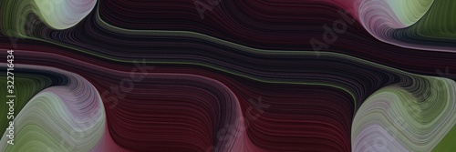 moving horizontal banner with very dark pink, gray gray and old mauve colors. fluid curved lines with dynamic flowing waves and curves