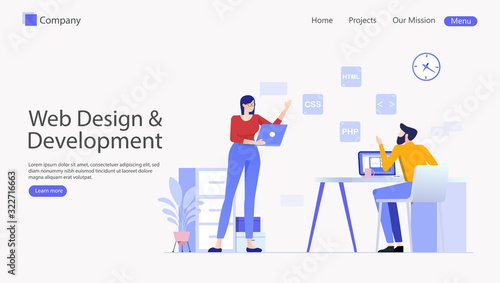 Website and Mobile Website Development Vector Illustration Concept , Suitable for web landing page, ui, mobile app, editorial design, flyer, banner, and other related occasion © dealitastudio