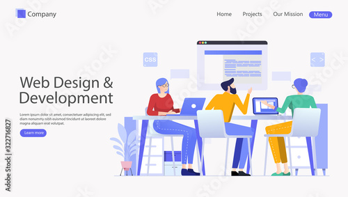 Website and Mobile Website Development Vector Illustration Concept , Suitable for web landing page, ui, mobile app, editorial design, flyer, banner, and other related occasion