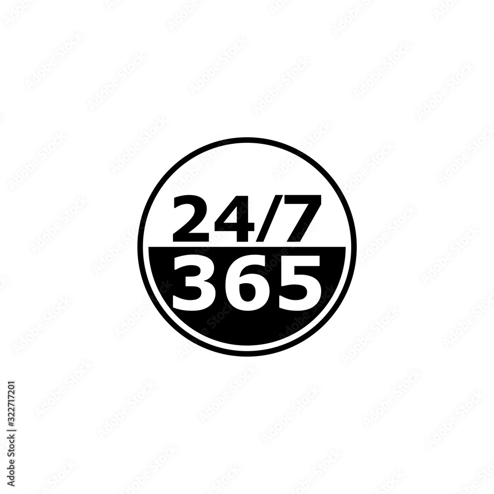 24 Hours Service and support sign. 24 hours open customer service icon 24 Hours Service and support sign. 24 hours open customer service icon