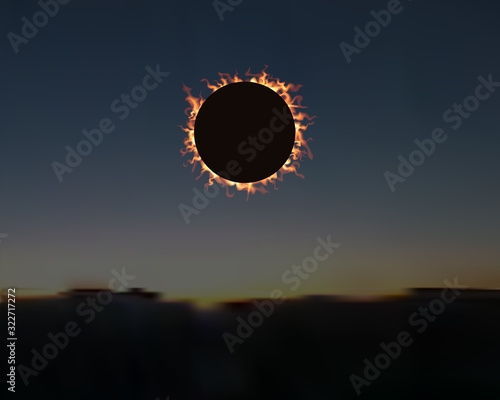 Solar Eclipse. Vector.