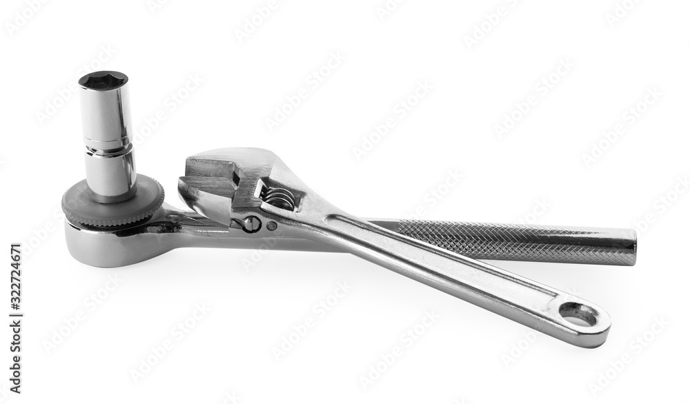 Modern auto mechanic's tools isolated on white Modern auto mechanic's tools isolated on white