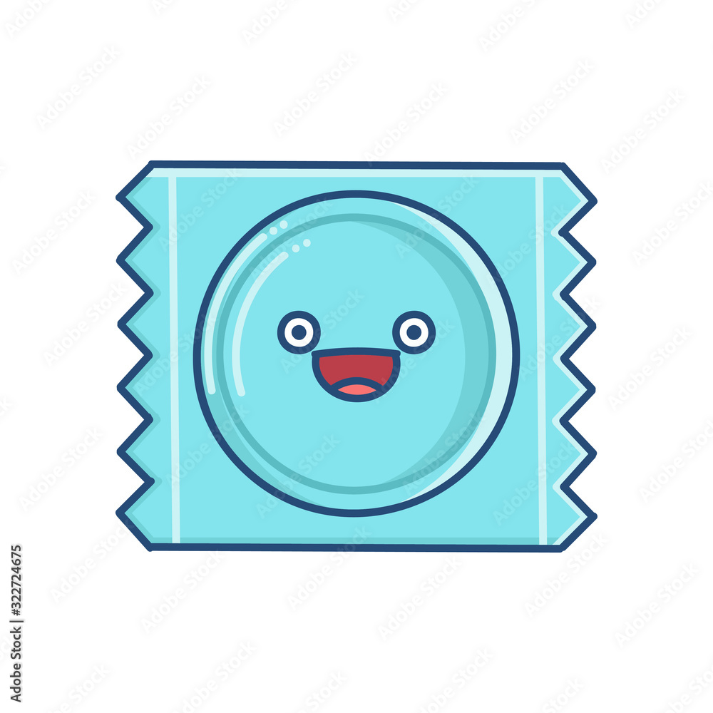 Fototapeta premium kawaii smiling condom cartoon