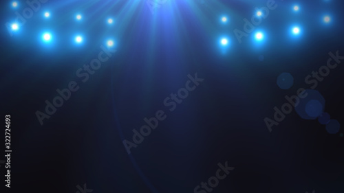 Bright lighting with spotlights on stage. Presentation
