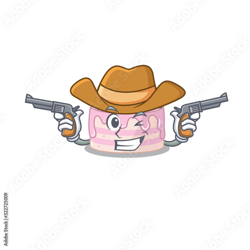Strawberry cake Cowboy cartoon concept having guns