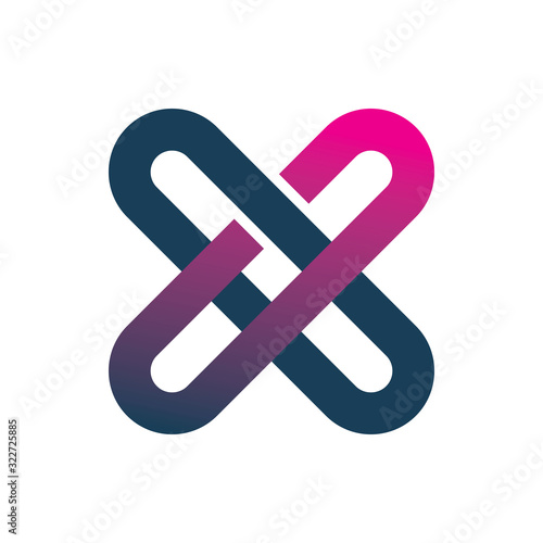 letter x color line logo design