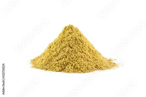 Coriander powder isolated on white background