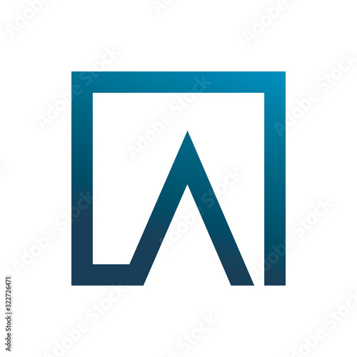 blue square color line arrow font letter logo design