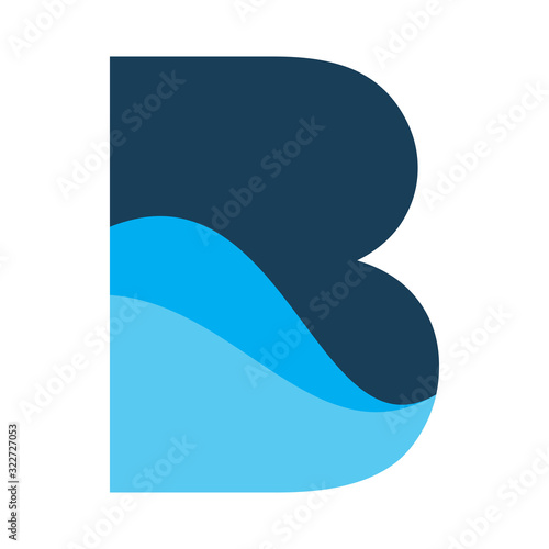 letter b blue wave logo design