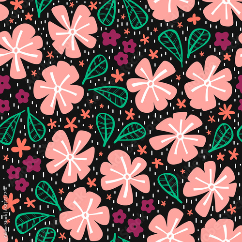 Abstract seamdoodleless pattern with flowers