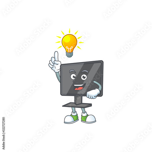 Smart computer screen cartoon character has an idea