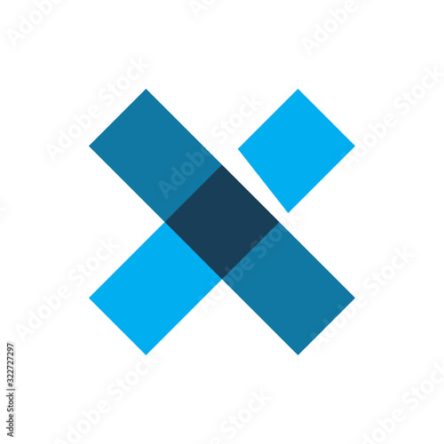 blue letter x square logo design