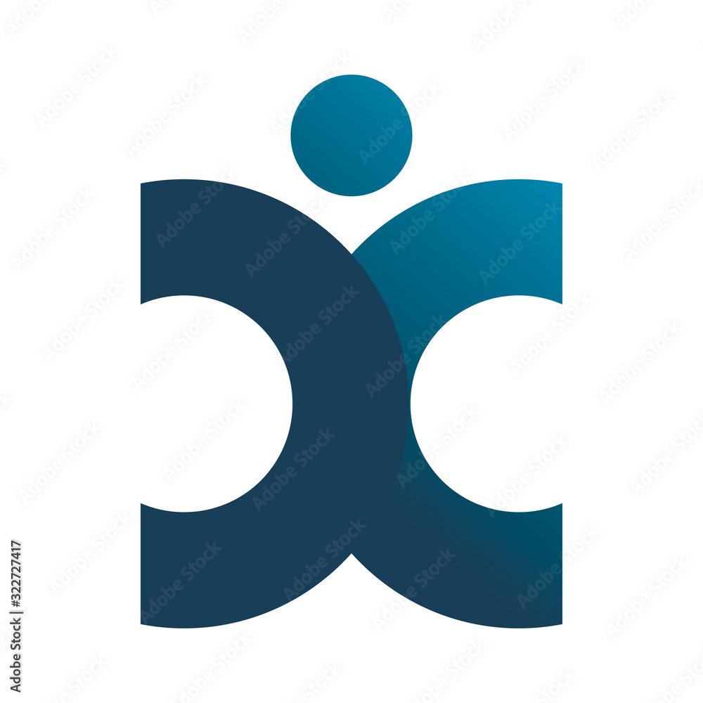 letter x c blue people logo design letter x c blue people logo design