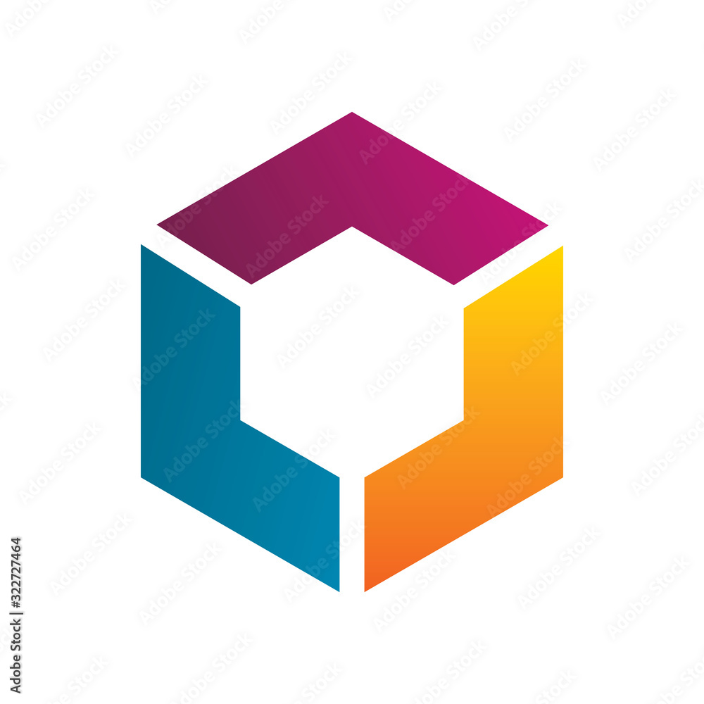 creative group color hexagon line logo design creative group color hexagon line logo design