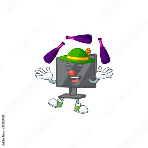 Smart computer screen cartoon character style playing Juggling
