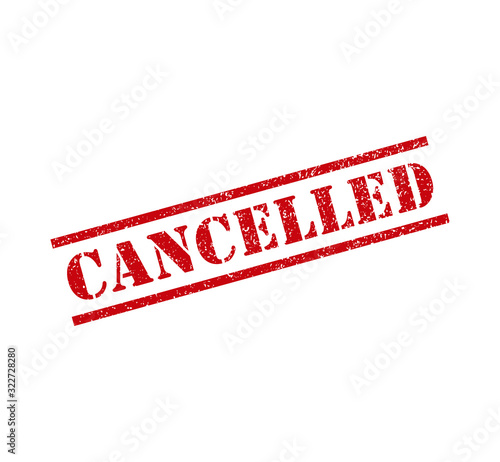 Cancelled grunge style rubber stamp icon. Red vintage cancel seal label. Isolated on white background. Vector illustration image.