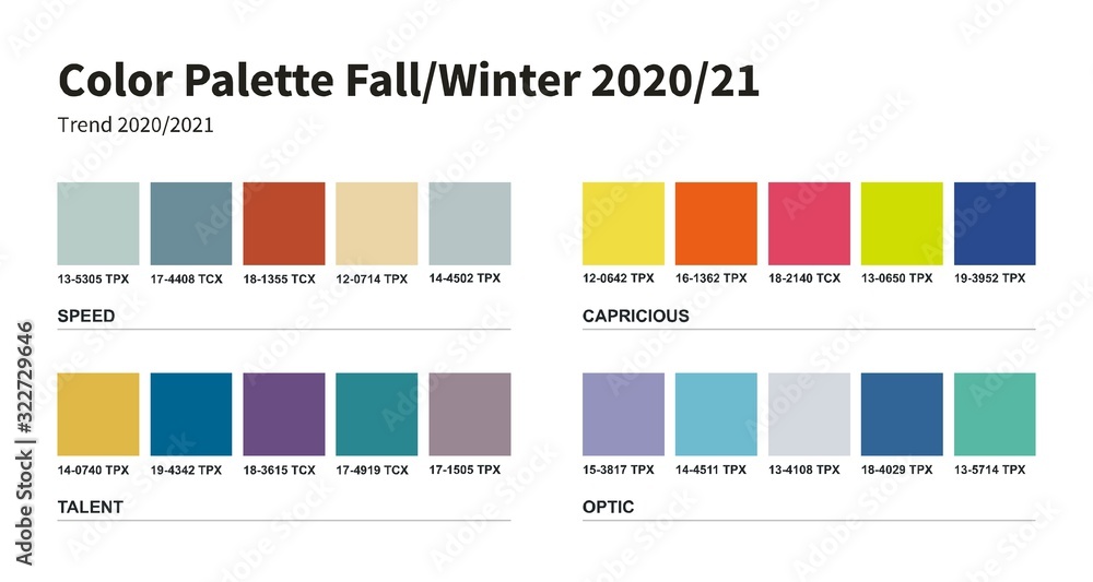 Vecteur Stock Color palette. Fashion fall winter 2020 2021. An example of a  color palette. Forecast of the future color trend. | Adobe Stock