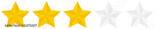 Flat golden 3 star rating icon isolated on a white background. EPS10 vector file