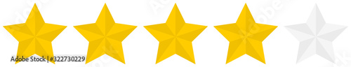 Flat golden 4 star rating icon isolated on a white background. EPS10 vector file