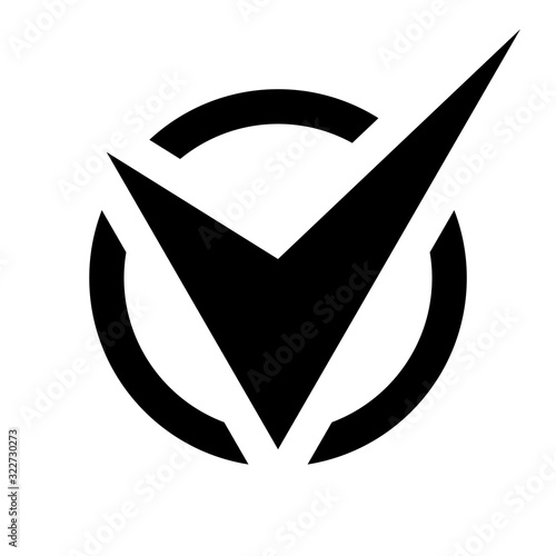 Black checkbox icon, tick symbol in a circle isolated on a white background. EPS10 vector file