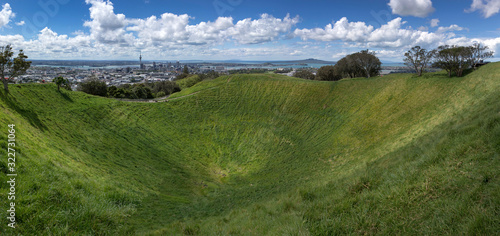 Mount Eden Auckland New Zealand Vieuw on the city of Auckland from the volcano crater photo