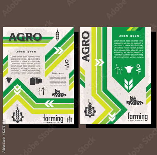 Agriculture brochure design template for agricultural company, agro conference, forum, event, exhibition, business