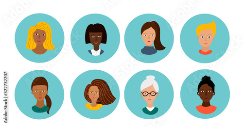 Girl Woman circle sticker character illustration