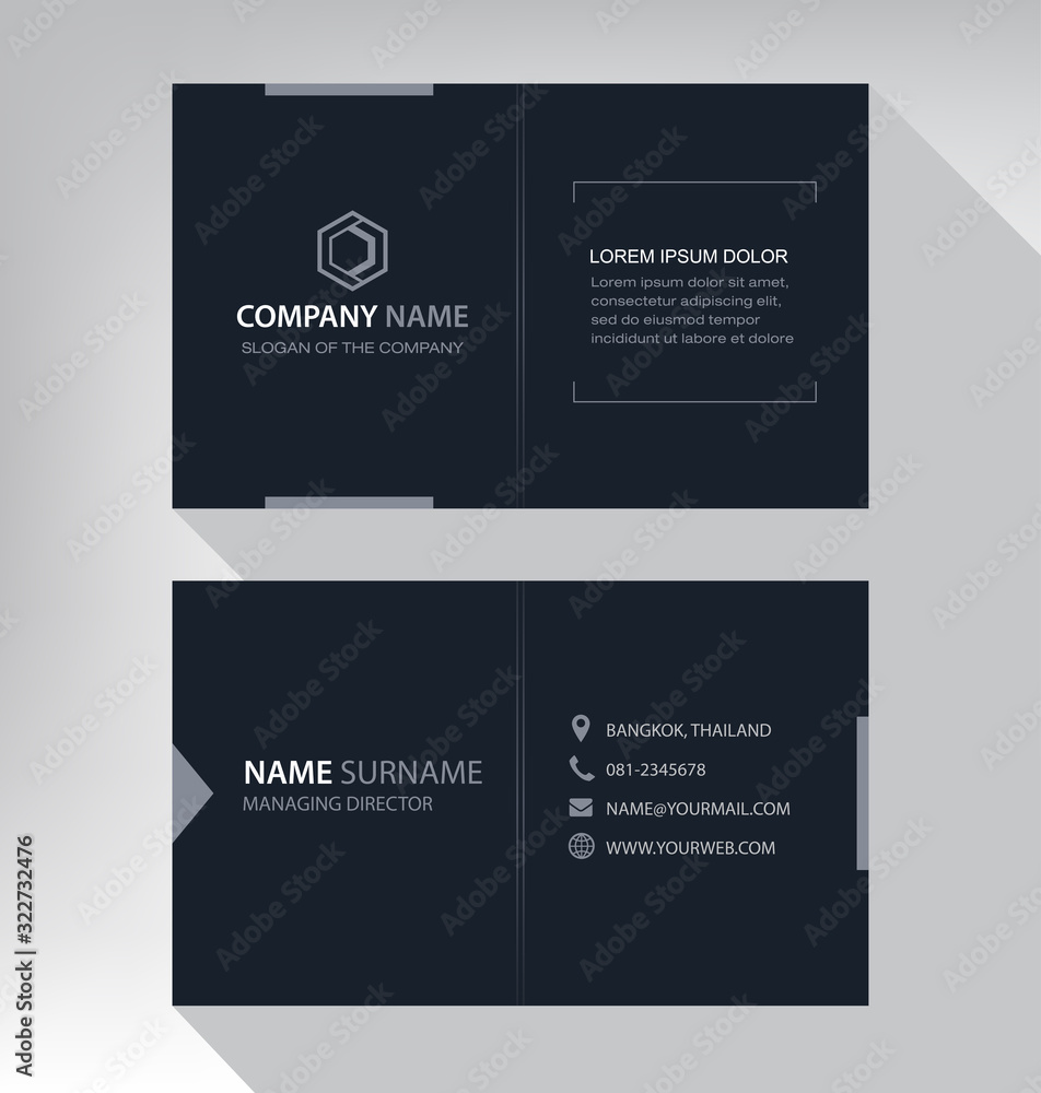 Business card in modern style black gray white