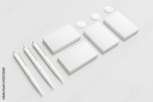 Blank envelopes and business cards isolated on white. Mockup template for branding identity for graphic designers presentations and portfolios.