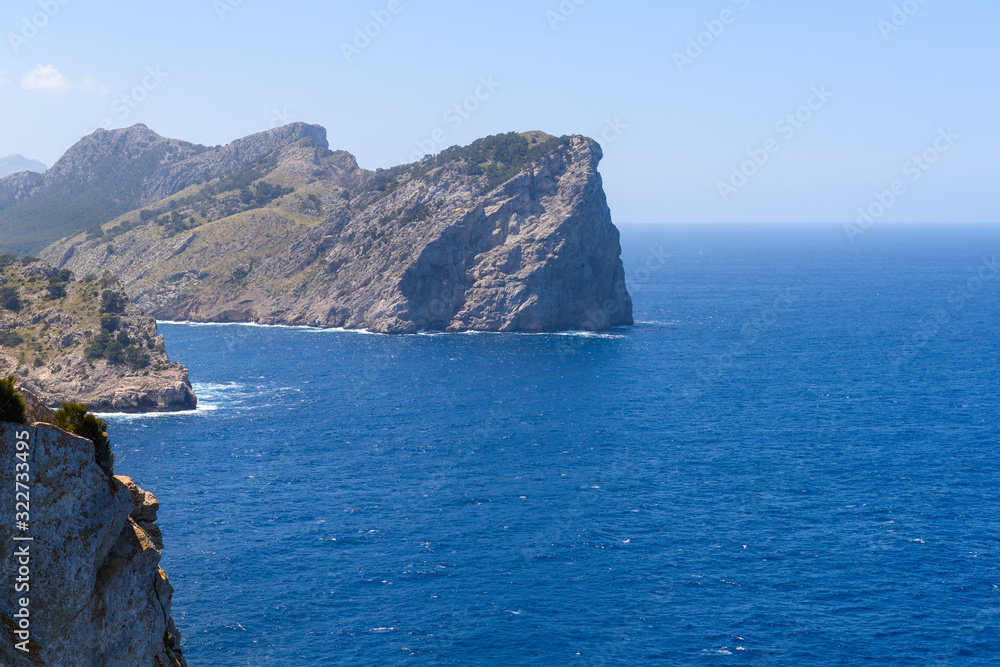 Cap de Formentor on the island of Majorca, a viewpoint to the mountains and the Mediterranean