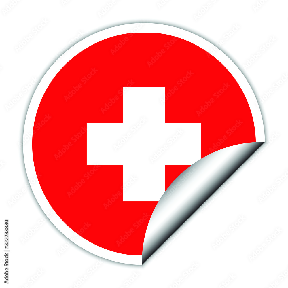 Obraz premium Swiss flag . sticher round flag of Swiss - vector 