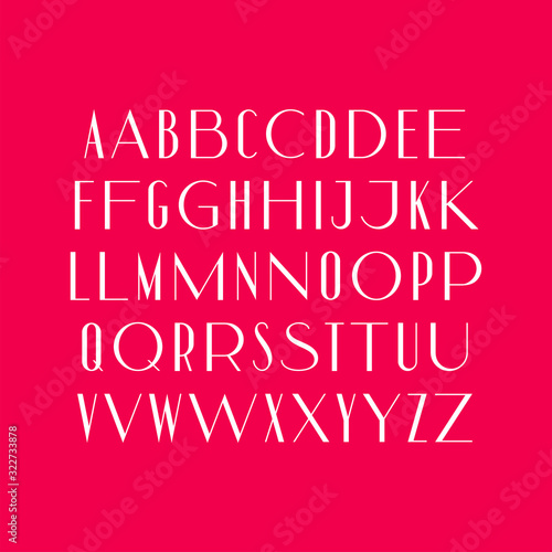 Vector set of condensed and extended sans serif letters with contrast.