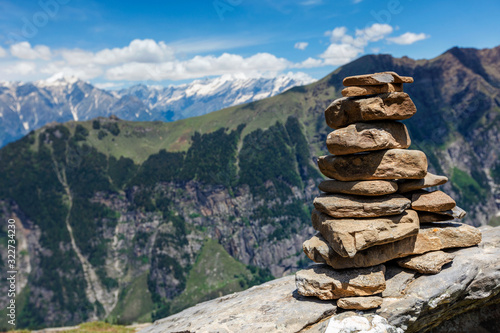 Stone cairn in Himalayas © Dmitry Rukhlenko
