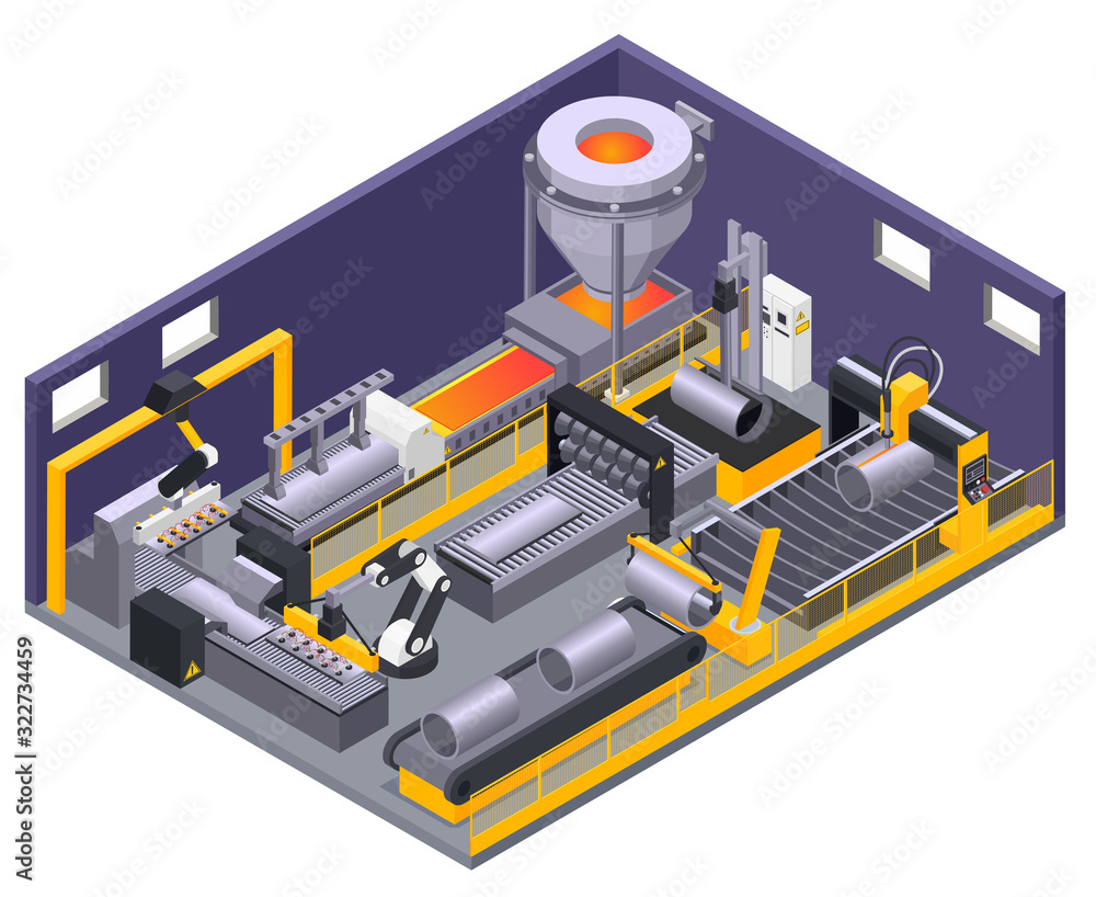 Metalworking Isometric Composition Metalworking Isometric Composition